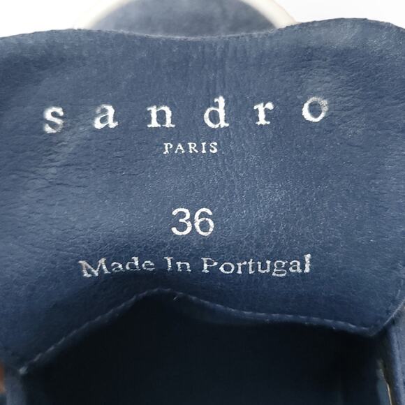 SANDRO Anita blue suede leather 3 strap low top sneakers shoes bleu denim 36 NEW - Picture 6 of 7